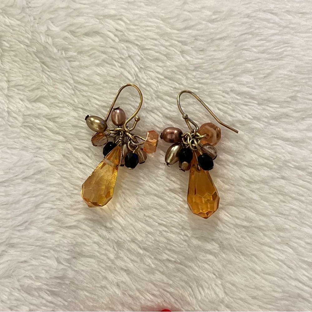 Amber Cluster Crystal Drop Earrings